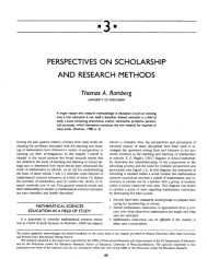 Perspectives on scholarship and research methods